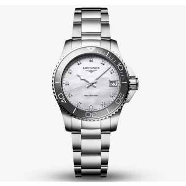 Longines HydroConquest Quartz Mother of Pearl Dot Diamond Dial 32mm Watch L3.370.4.87.6