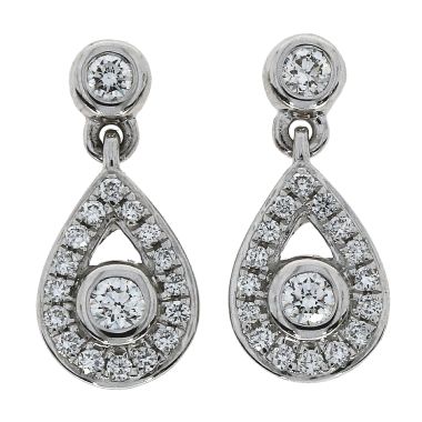 Diamond Pear Drop 18ct White Gold Earrings