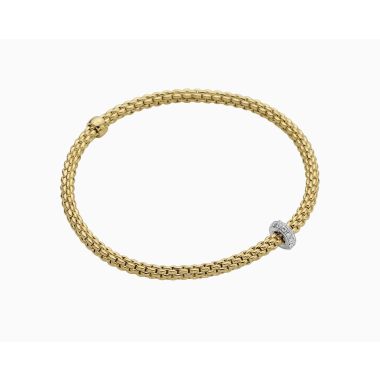 Fope Prima Flex'it 18ct Yellow Gold Bracelet with Diamonds