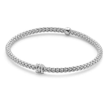Fope Prima Flex'it 18ct White Gold 0.12ct Diamond Bracelet