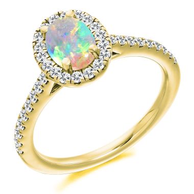 Opal & Diamond 18ct Yellow Gold Cluster Ring