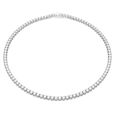 Swarovski Matrix Tennis necklace Large, Round cut, White, Rhodium plated