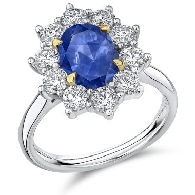 Sapphire & Diamond 2.25ct Flower Cluster, Platinum Ring