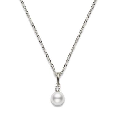 Mikimoto Akoya Cultured Pearl and Diamond Pendant 18ct White Gold