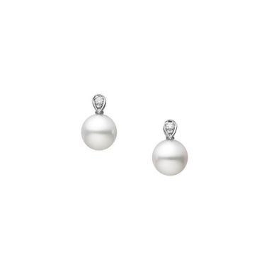 Mikimoto Akoya Diamond Earrings, 18ct White Gold