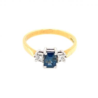 3 Stone Sapphire & Diamond 18ct Ring