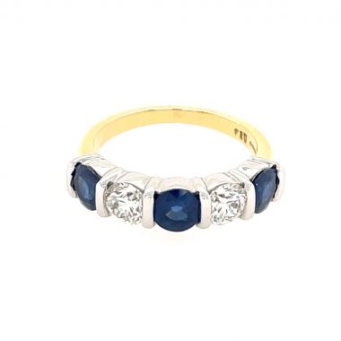 5 Stone Sapphire & Diamond 18ct Ring