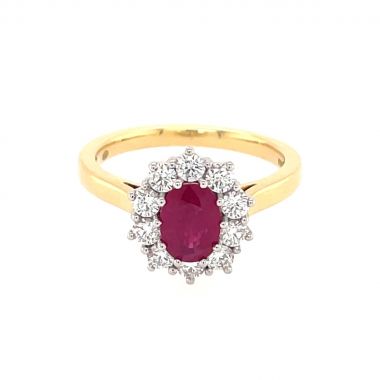Ruby & Diamond 1.11ct Cluster 18ct Ring