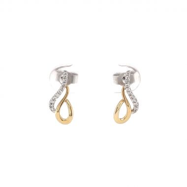 Swirl Design Diamond Set 9ct Earrings