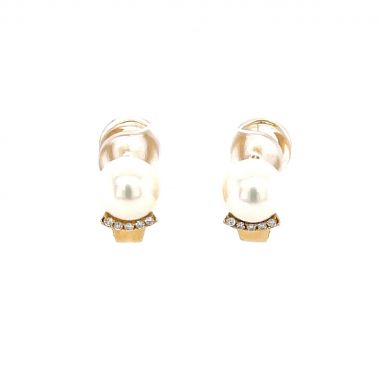Hoop Pearl & Diamond 18ct Earrings