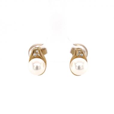 Pearl & Diamond Stud 9ct Earrings