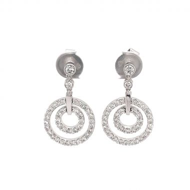 Circle Drop Diamond 9ct Earrings