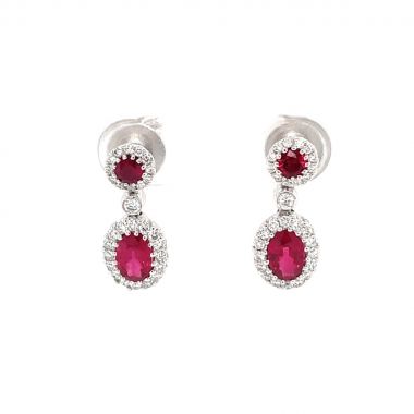 Ruby & Diamond Drop 18ct Earrings