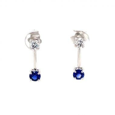 Sapphire & Diamond Drop 18ct Earrings