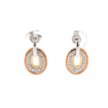 Diamond Oval Style 9ct Earrings