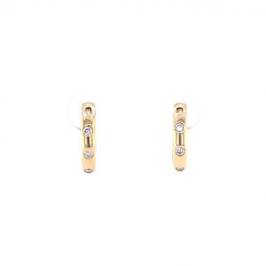 Diamond Small Hoop 18ct Yellow Gold Earrings