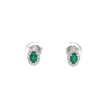 Emerald & Diamond Oval Earrings