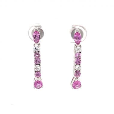 Pink Sapphire & Diamond 18ct Drop Earrings