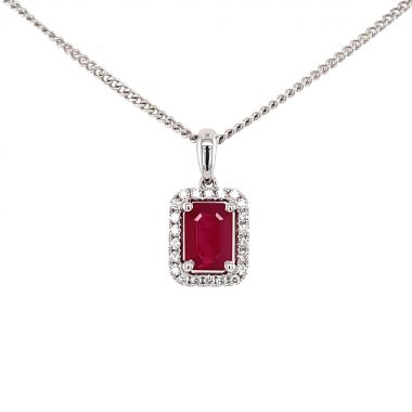 Ruby & Diamond Pendant on 18" Chain