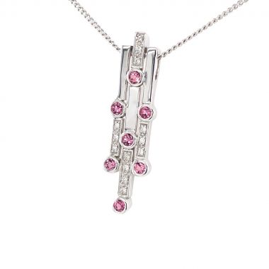 Pink Tourmaline & Diamond 18ct Pendant