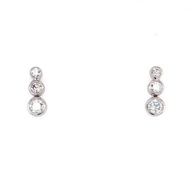 3 Stone Diamond 18ct White Gold Earrings