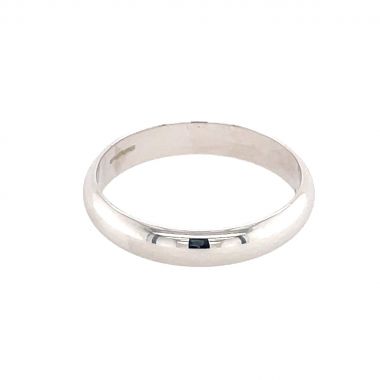 9ct White Classic D-Shape Band 4mm
