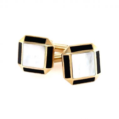 Onyx & Mother Of Pearl 9ct Cufflinks