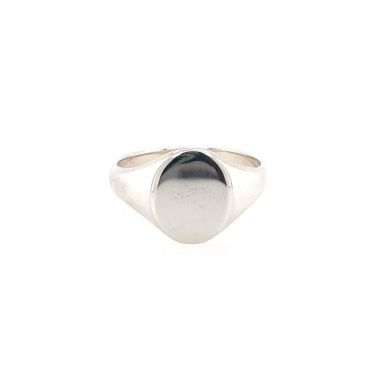 Silver Signet Ladies Plain Oval Ring