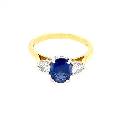 Sapphire & Diamond 3 Stone 18ct Ring