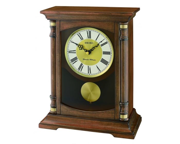 Seiko Clocks Wooden Westminster Chime Battery Mantle Pendulum Clock