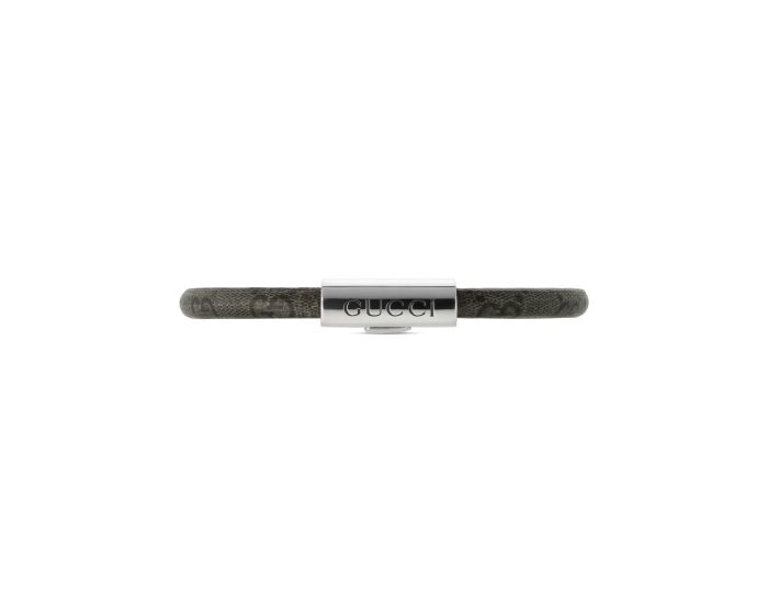 Gucci Trademark Sterling Silver GG Supreme Black Bracelet